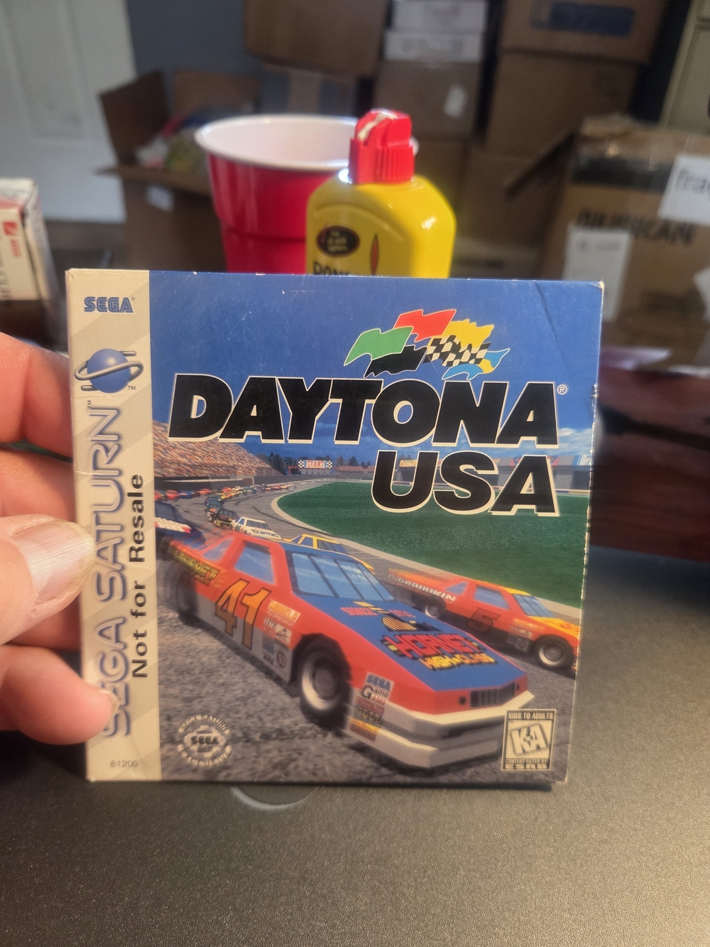 Daytona USA Saturn Video Game - Blue Red Race Car Artwork